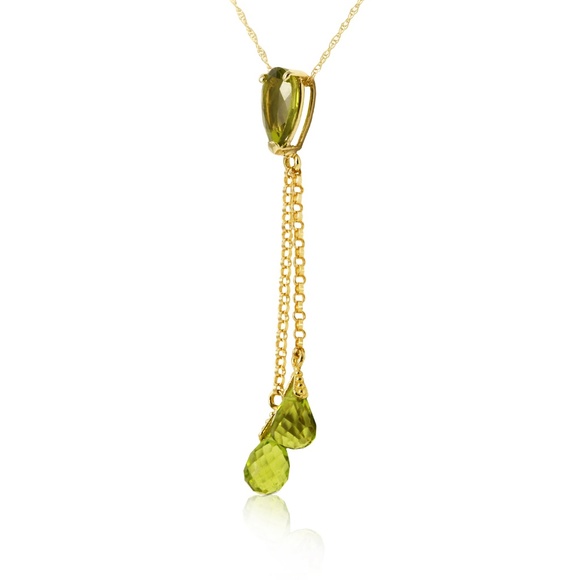14K. SOLID GOLD NECKLACE WITH PERIDOTS